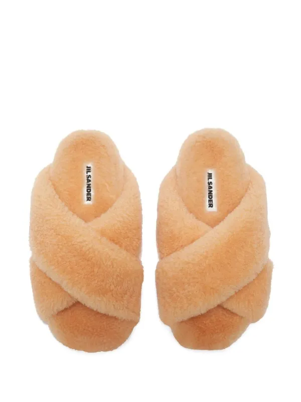 Jil Sander Shearling Crossover Slides Farfetch