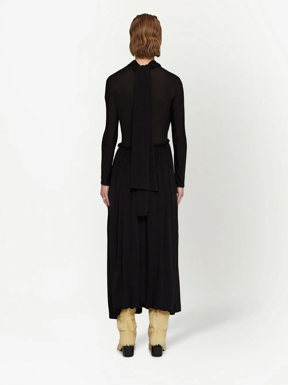 Jil Sander drapepanel Detail Midi Dress Farfetch
