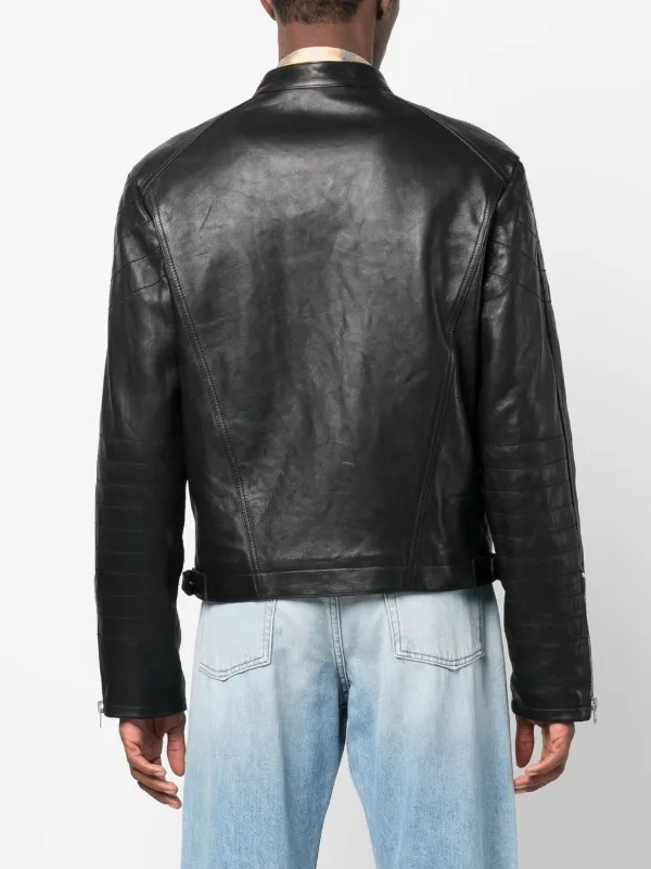 Acne Studios Chest logo-patch Leather Jacket - Farfetch