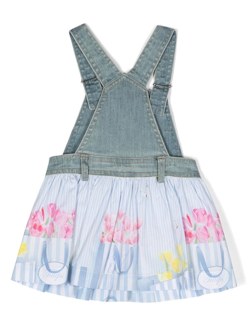 Shop Lapin House Floral-print Dungaree Dress In Blue