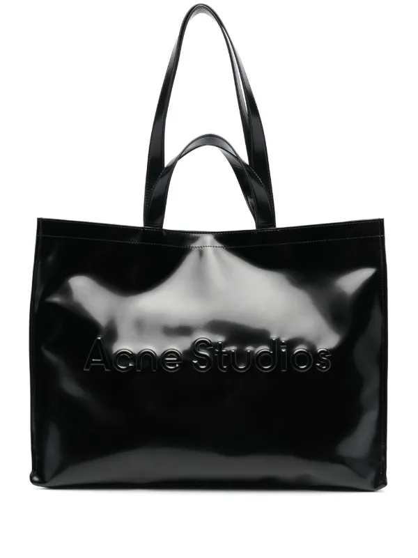 Mini Logo Embossed Tote Bag in Black - Acne Studios