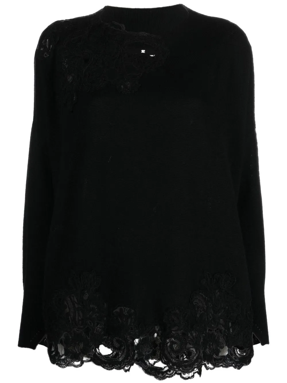 

Ermanno Scervino lace-trim cashmere jumper - Black