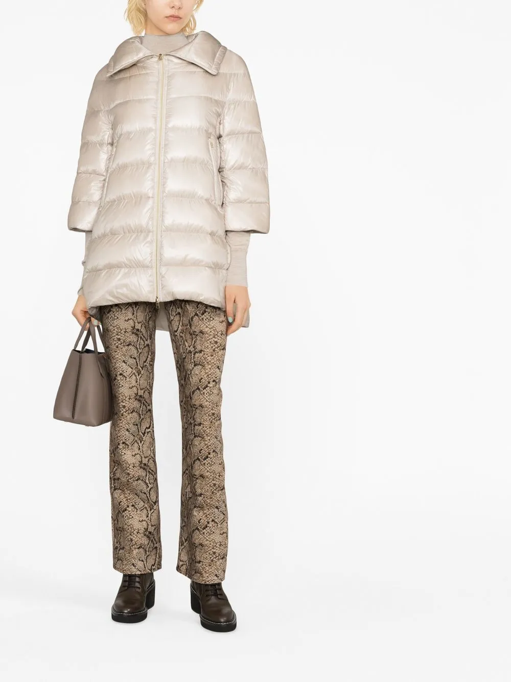 Herno Cleofe Cropped-sleeve Jacket In Neutrals