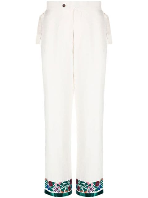 BODE embroidered-hem detail trousers