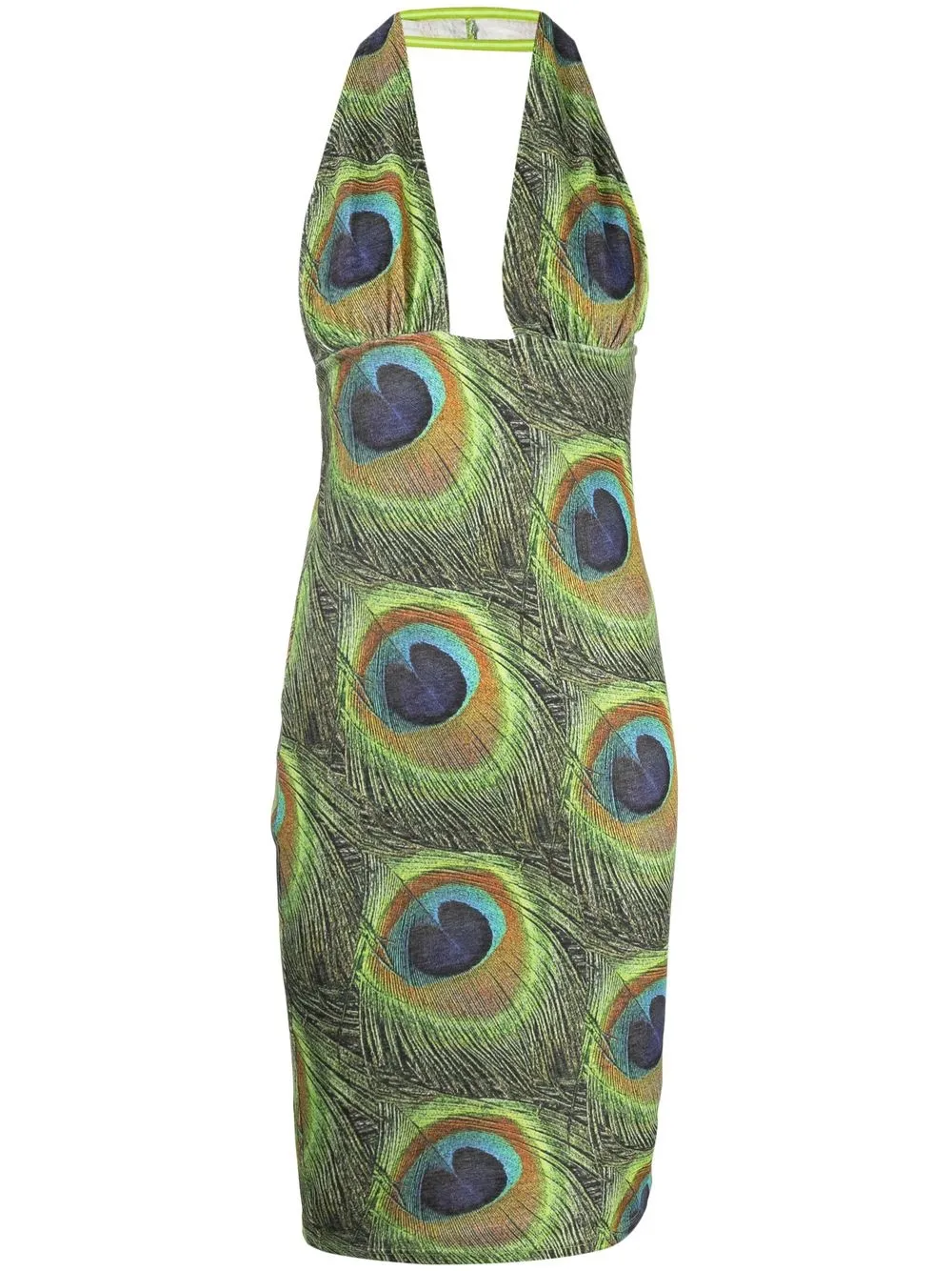 

Victor Glemaud peacock halterneck dress - Green