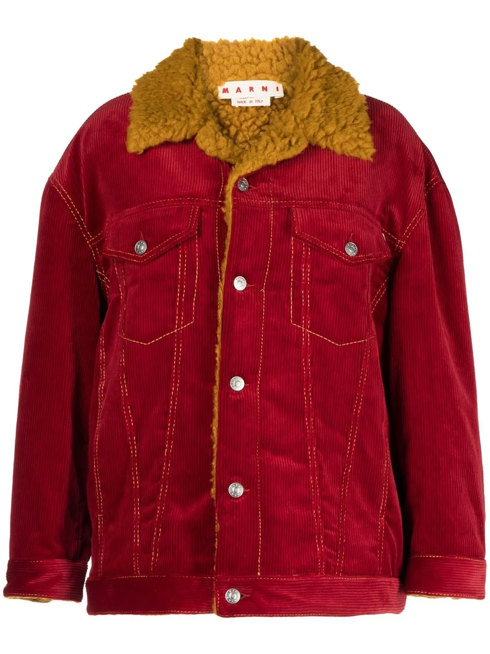 

Marni button-up shearling jacket - Red