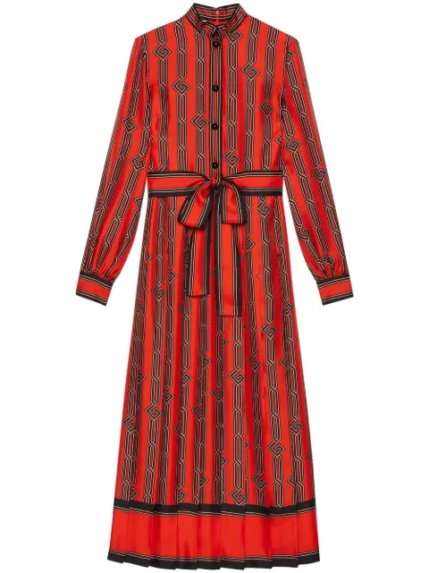 Gucci square G chain print silk dress