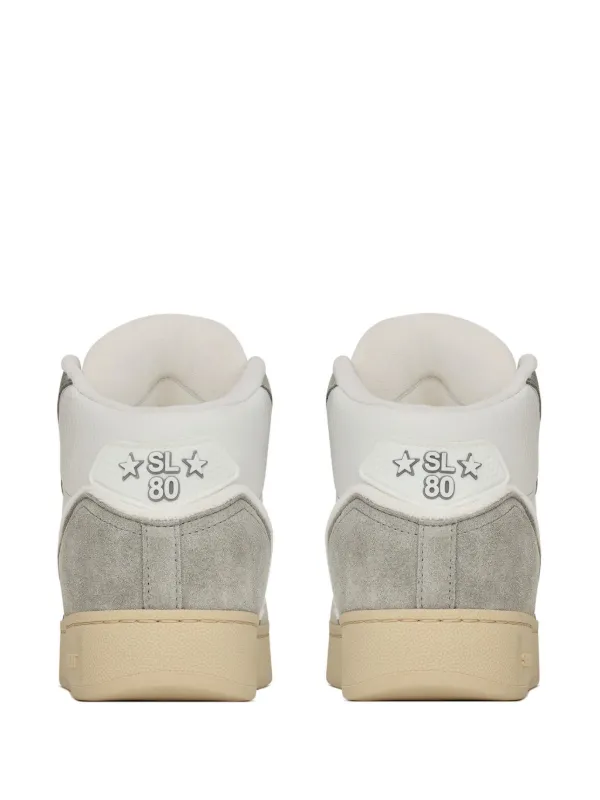 スニーカー Saint Laurent SS22 HIGH SL/80\" SNEAKERS (686379 04GC09069) Saint Laurent High SL/80 Sneaker White Pink 3cm Rubber Sole