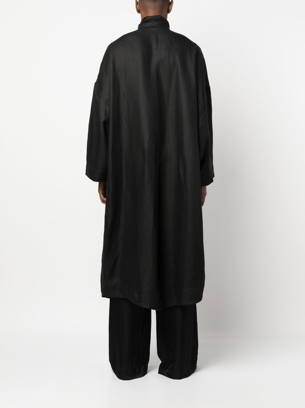 Shop Saint Laurent Oversize Pussy-bow Collar Coat In Black