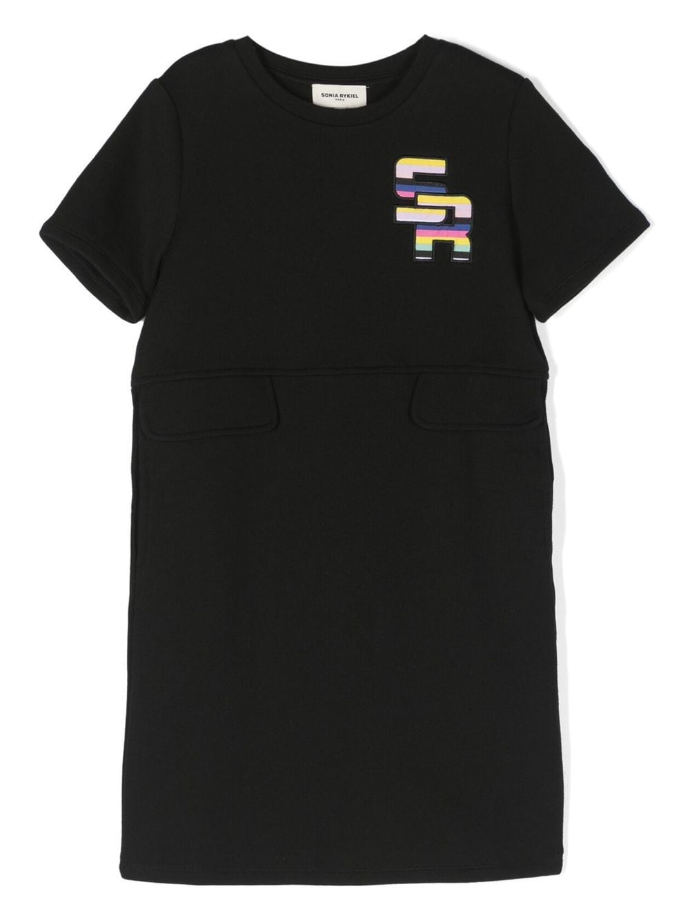 Sonia Rykiel Enfant Kids' Logo-patch Short-sleeve Dress In Black