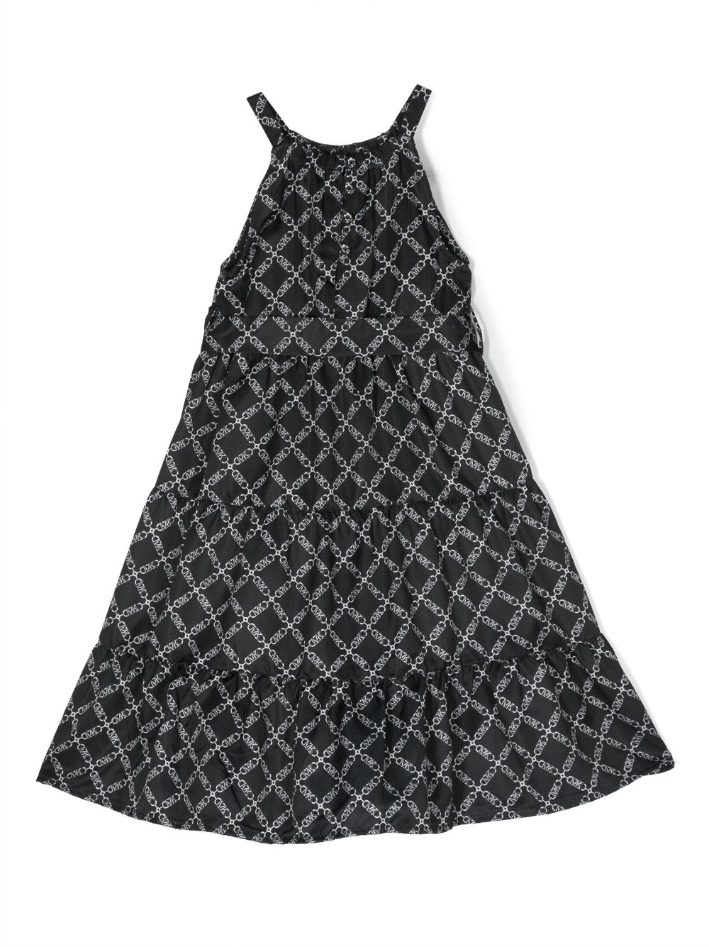 Shop Michael Kors Monogram Belted-waist Dress In Black