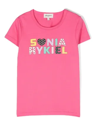 キッズ用トップス SONIA RYKIEL t-shirt logo contrasting profiles SONIA RYKIEL ENFANT logo-embellished short-sleeve T-shirt
