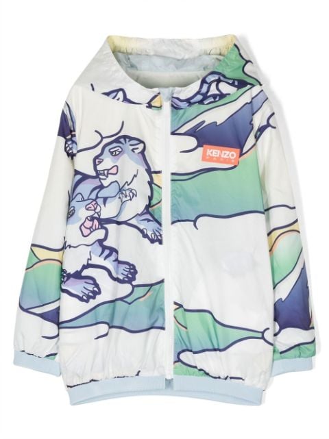 Kenzo Kids reversible graphic-print windbreaker jacket