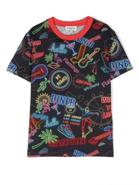 Lanvin Enfant playera con cuello redondo y estampado gráfico