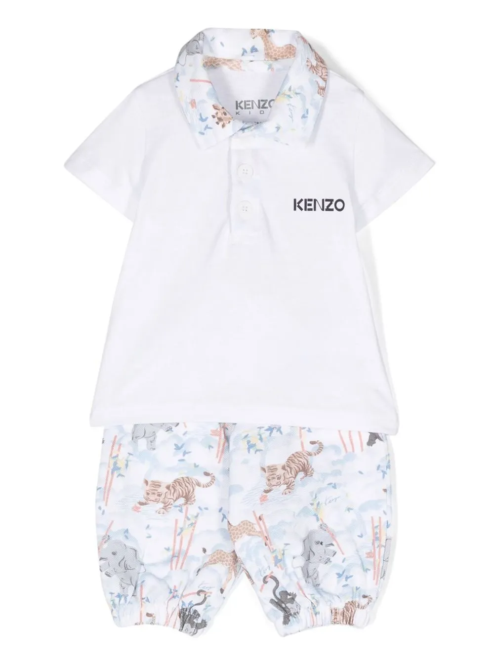 

Kenzo Kids animal-print polo set - White