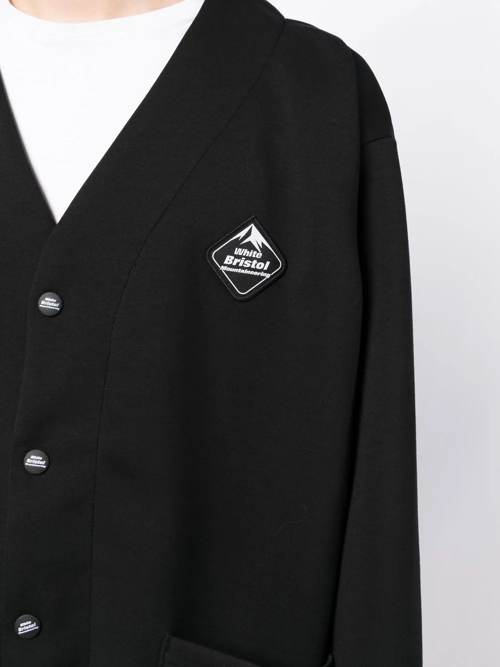 Shop White Mountaineering X F.c. Real Bristol Logo-patch Cardigan In Black