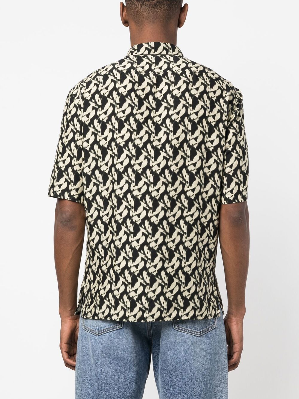 Shop Saint Laurent Abstract-print Cotton Shirt In Black