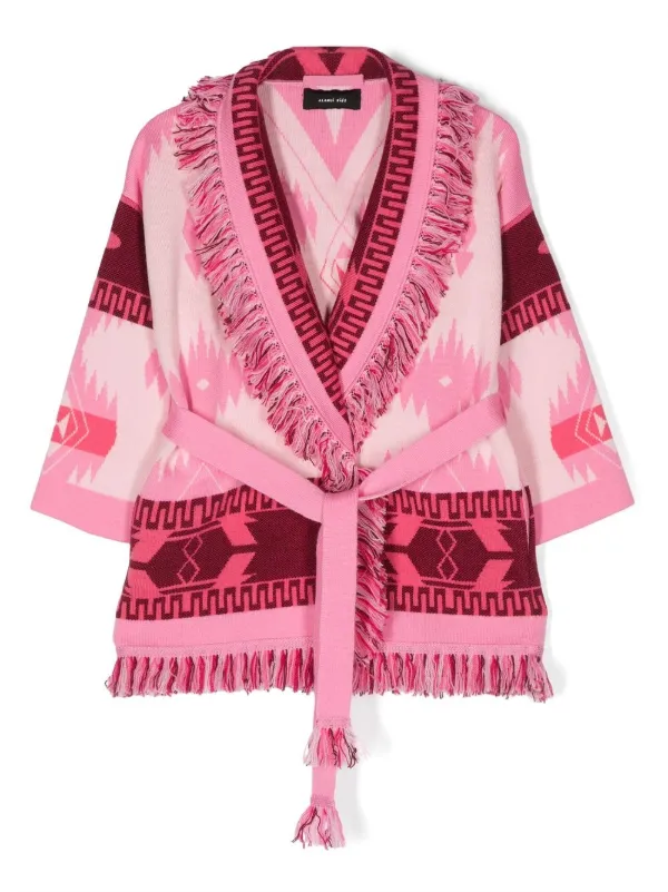 Alanui Kids jacquard-icon Fringed Wrap Cardigan - Farfetch