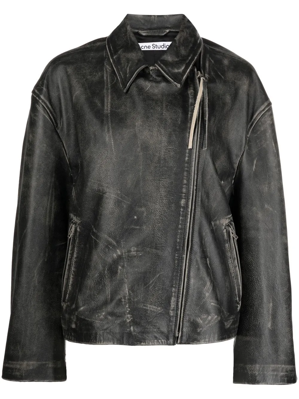 Acne Studios faded-effect leather jacket - Black