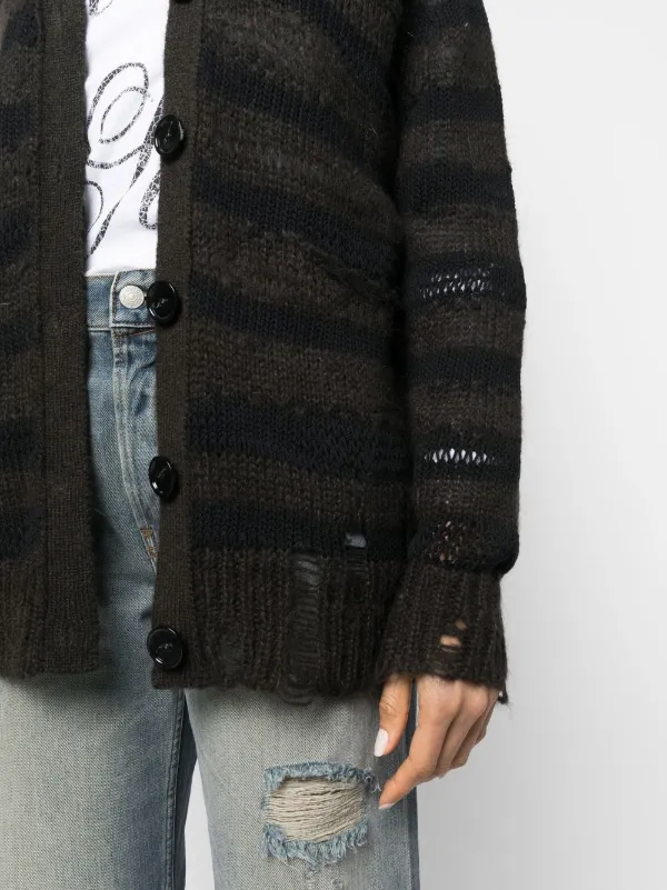 Acne Studios ダメージ ストライプ カーディガン | ブラウン | FARFETCH JP