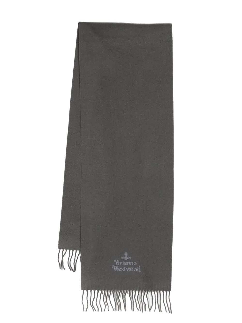 

Vivienne Westwood logo-embroidered wool-knit scarf - Grey