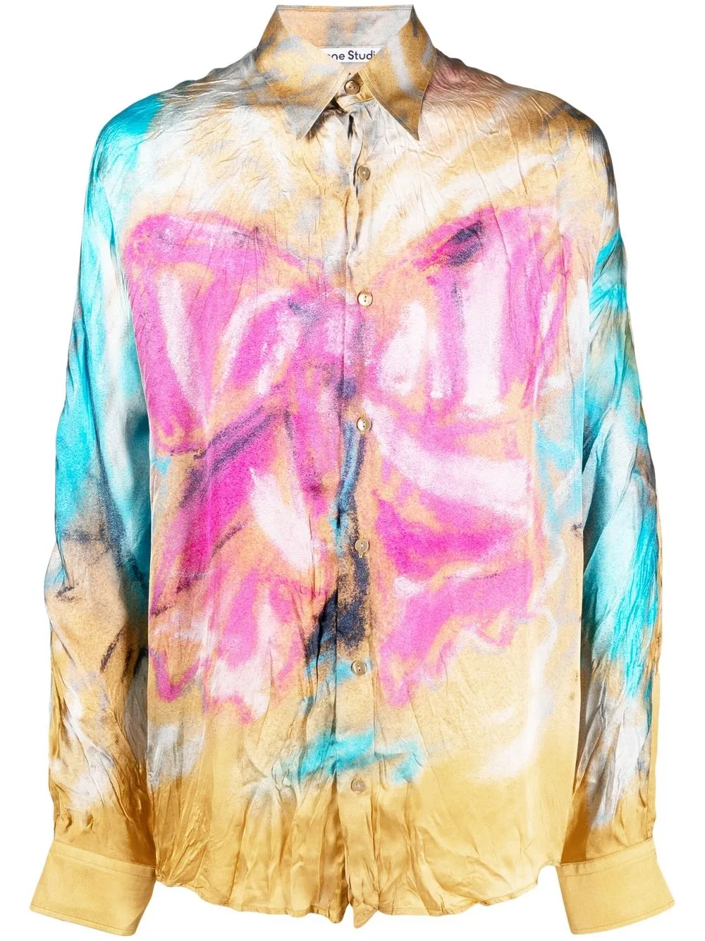 ACNE STUDIOS ABSTRACT-PRINT CRINKLED SHIRT
