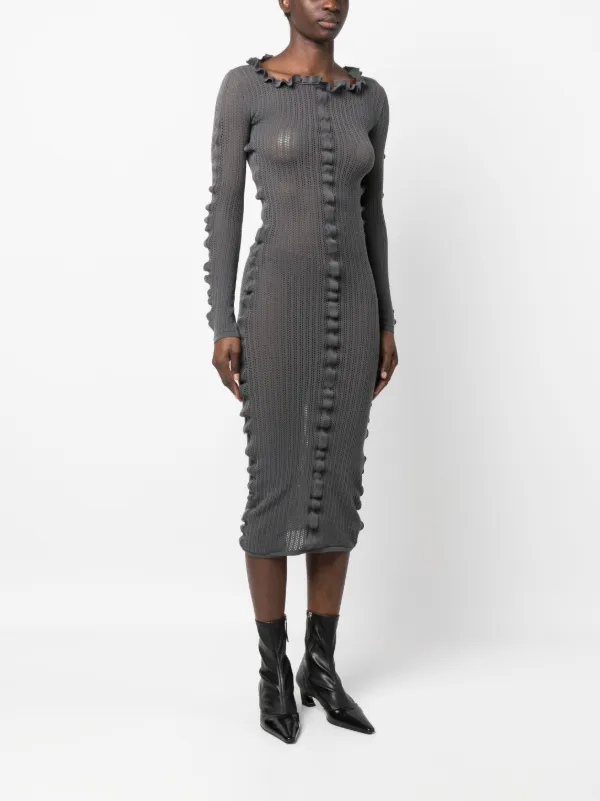 Acne Studios Dress Grey Acne Studios Star-print Cold-shoulder