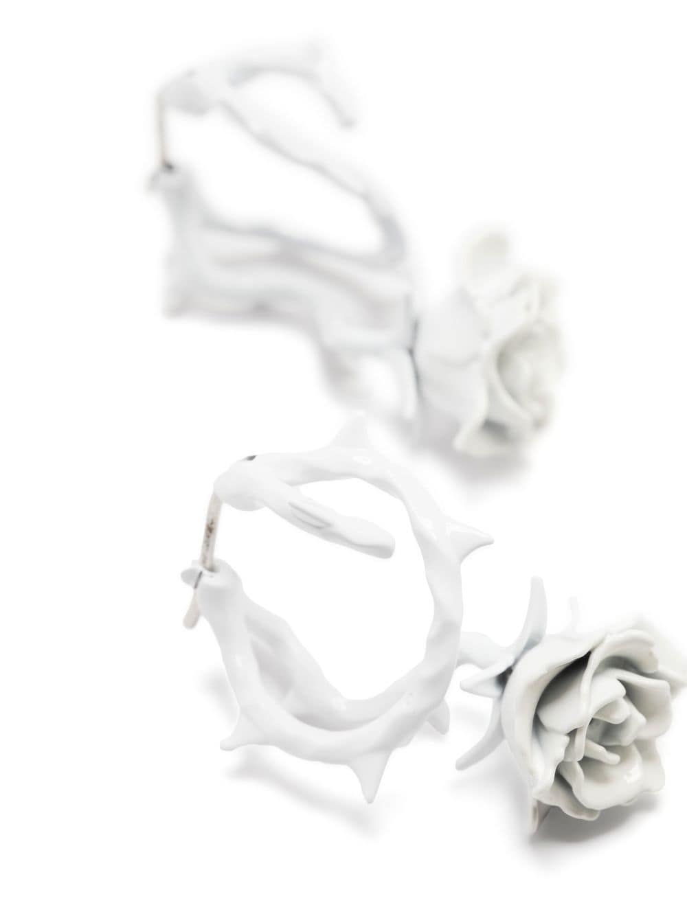 Shop Acne Studios Rose-motif Hoop Earrings In White