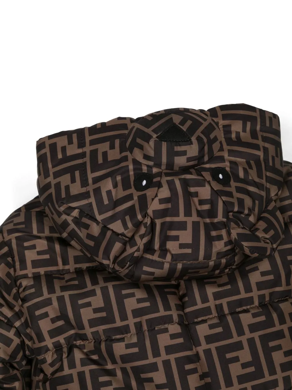 Shop Fendi Monogram Padded Coat In Brown