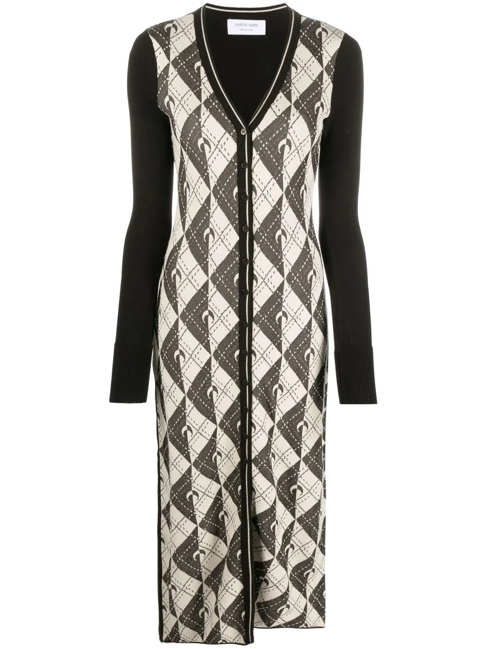 

Marine Serre geometric-pattern long cardigan - Black