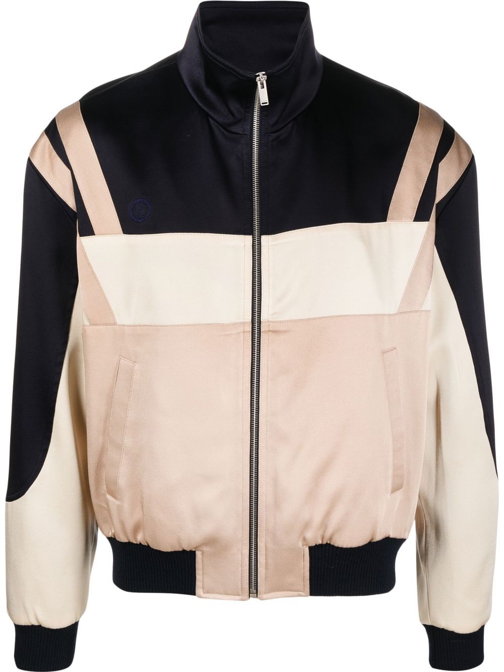 Saint Laurent Panelled Zip-up Bomber Jacket In Beige