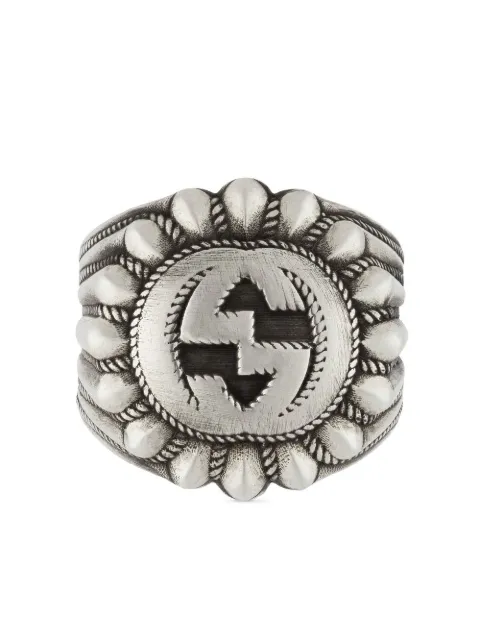 Gucci anillo con motivo Interlocking G en plata de ley