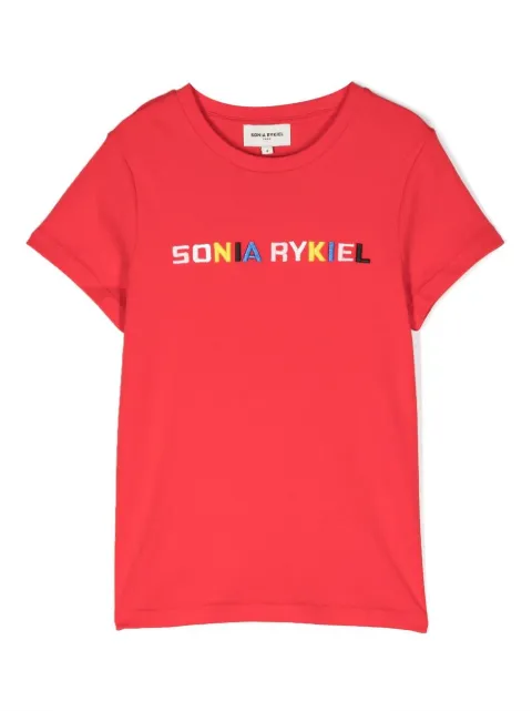 SONIA RYKIEL ENFANT logo-print cut-out T-shirt
