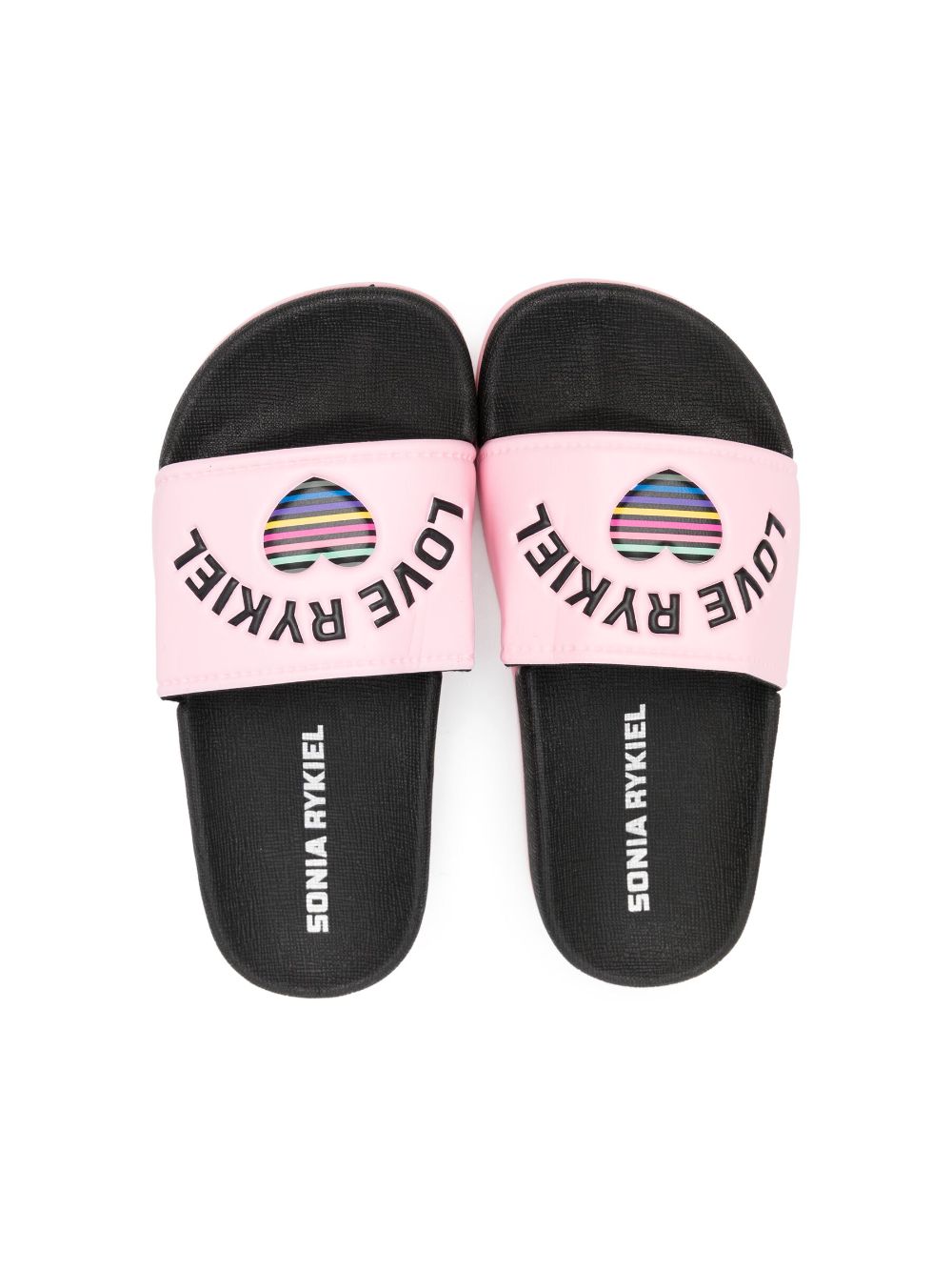 Shop Sonia Rykiel Enfant Embossed-logo Open Toe Slides In Pink