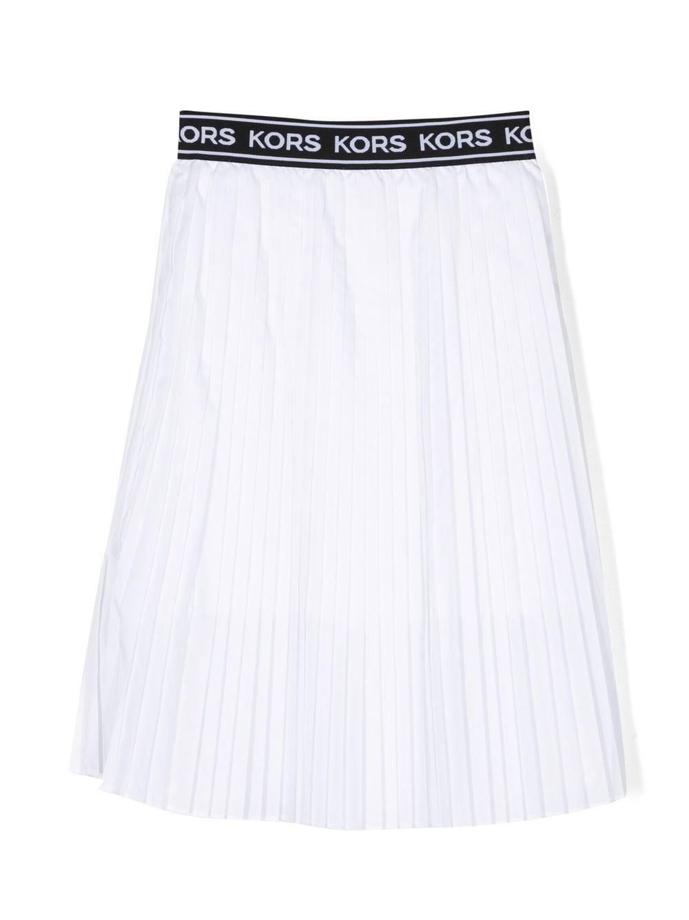 Shop Michael Kors Logo-waistband Pleated Skirt In White