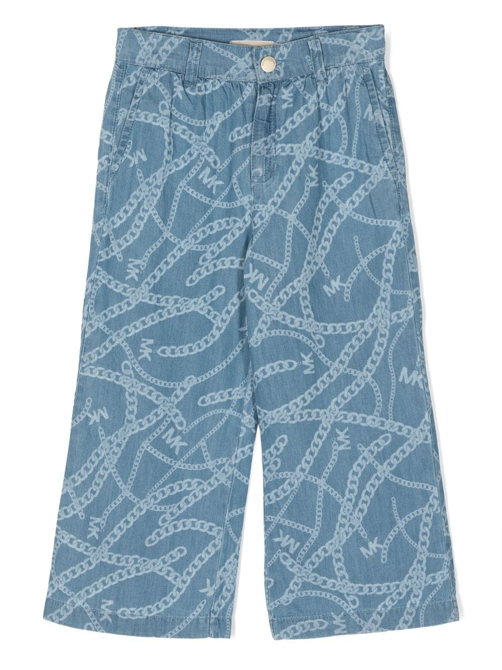 Michael Kors Kids' Chain-link Print Straight-leg Trousers In Denim