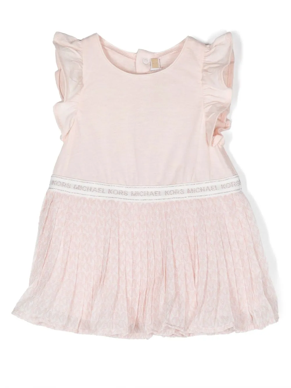 Michael Kors Babies' Ruffle-trim Sleeveless Pleated Dress In Pink