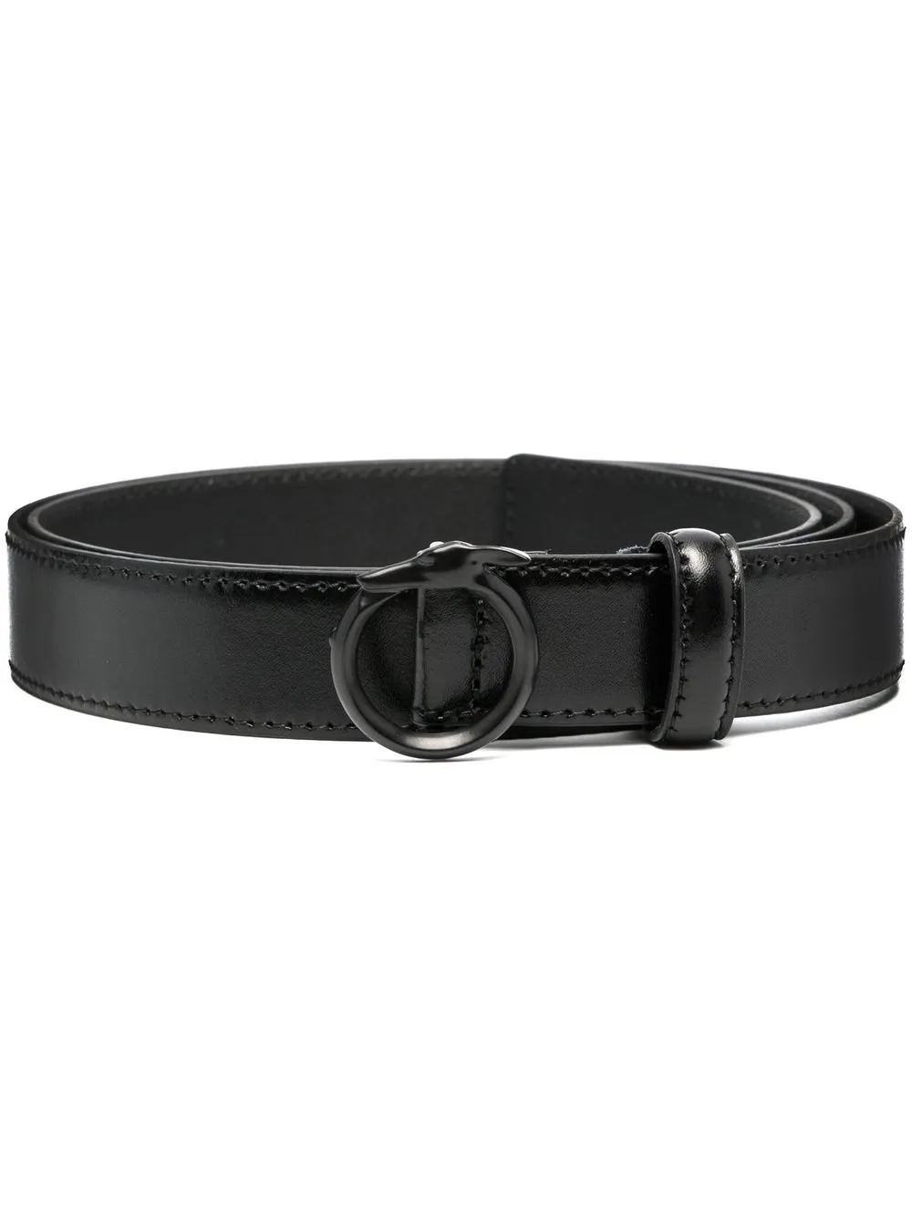 

Trussardi logo-buckle leather belt - Black