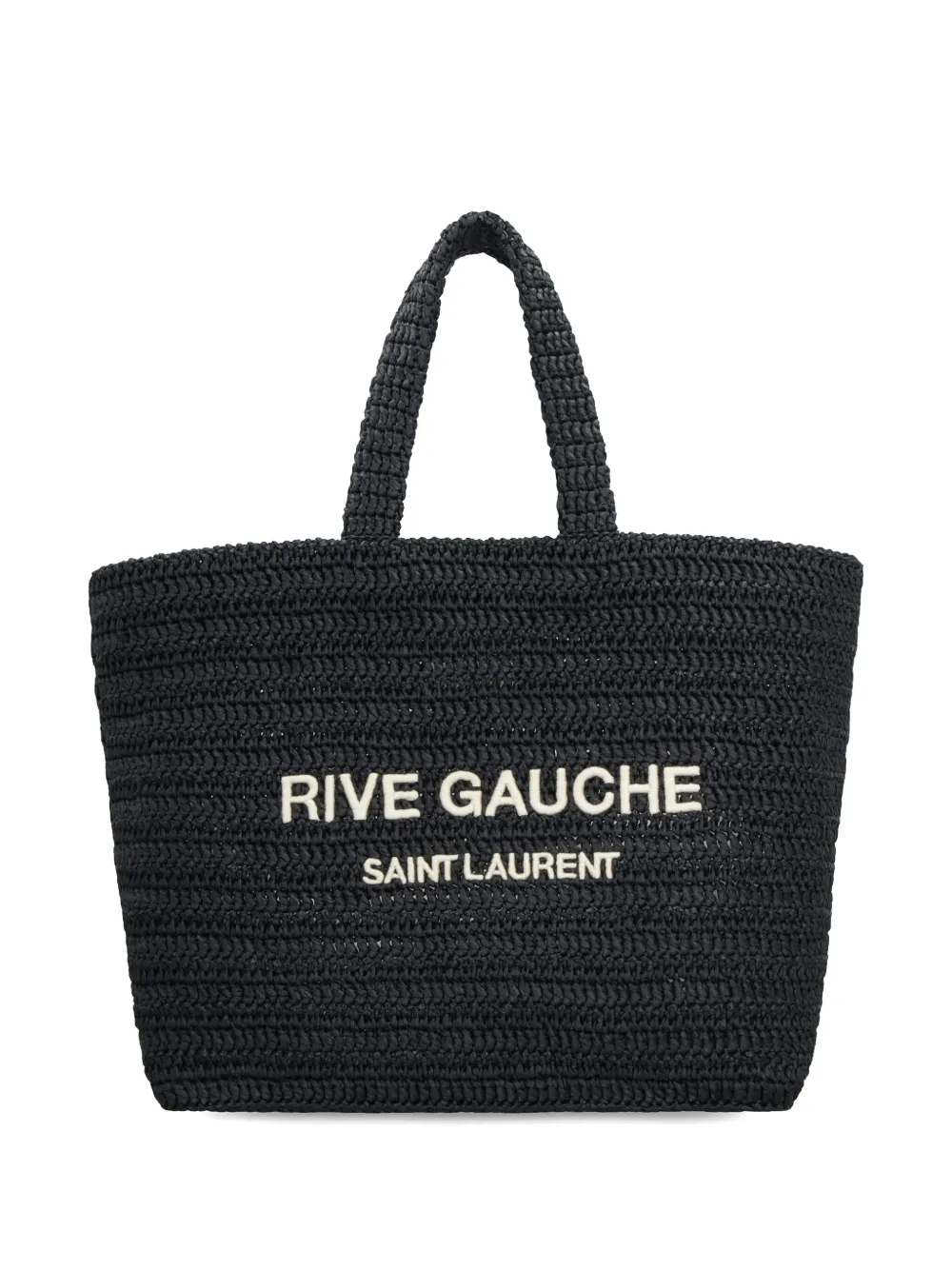 Affordable Saint Laurent Rive Gauche embroidered raffia tote bag WOMEN