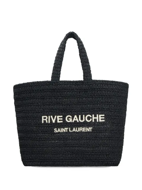 Saint Laurent Rive Gauche embroidered raffia tote bag WOMEN