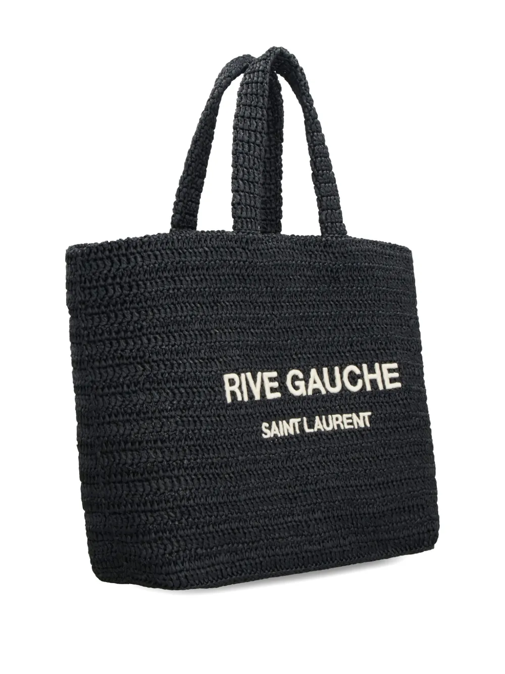 Affordable Saint Laurent Rive Gauche embroidered raffia tote bag WOMEN