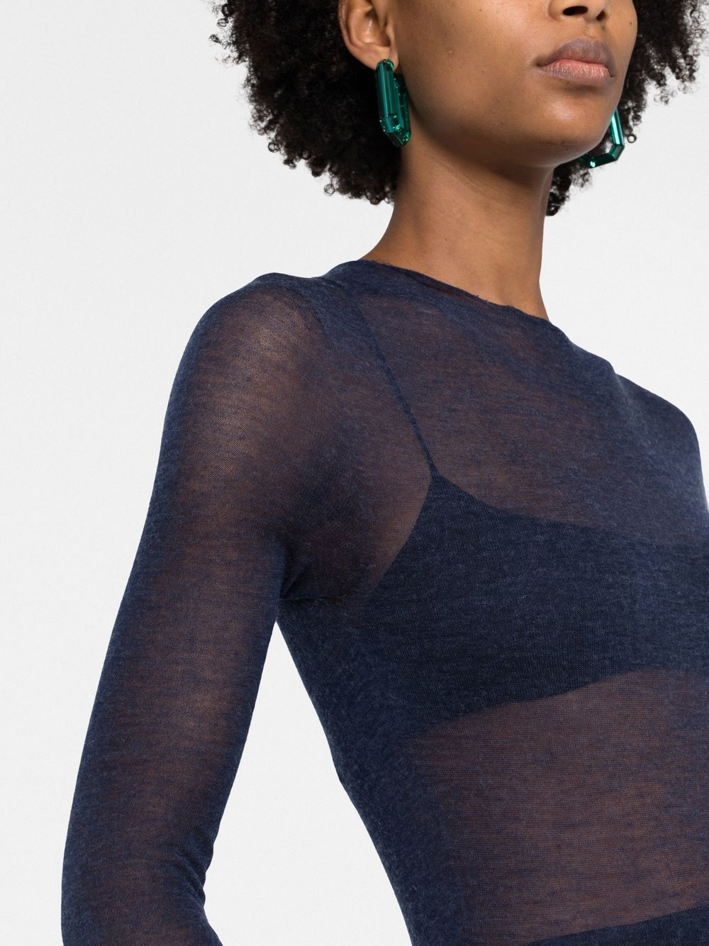 Saint Laurent Semi-doorzichtige maxi-jurk Blauw
