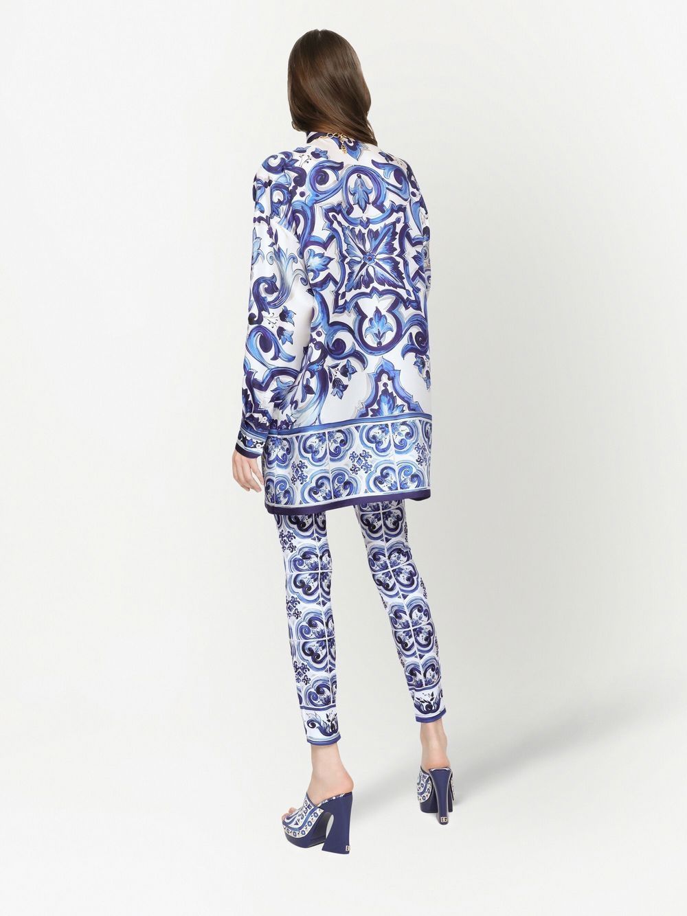Shop Dolce & Gabbana Majolica-print Silk Shirt In Blau