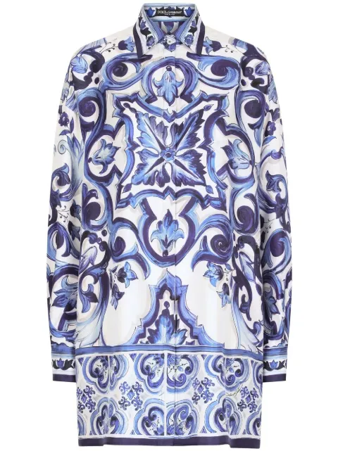 Dolce & Gabbana camisa de seda con estampado Mayólica