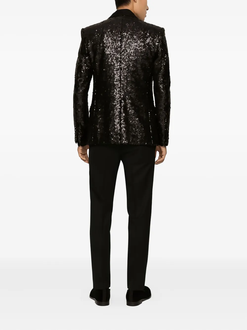 Dolce & Gabbana Sequin-embellished Shawl-lapel Suit In Black