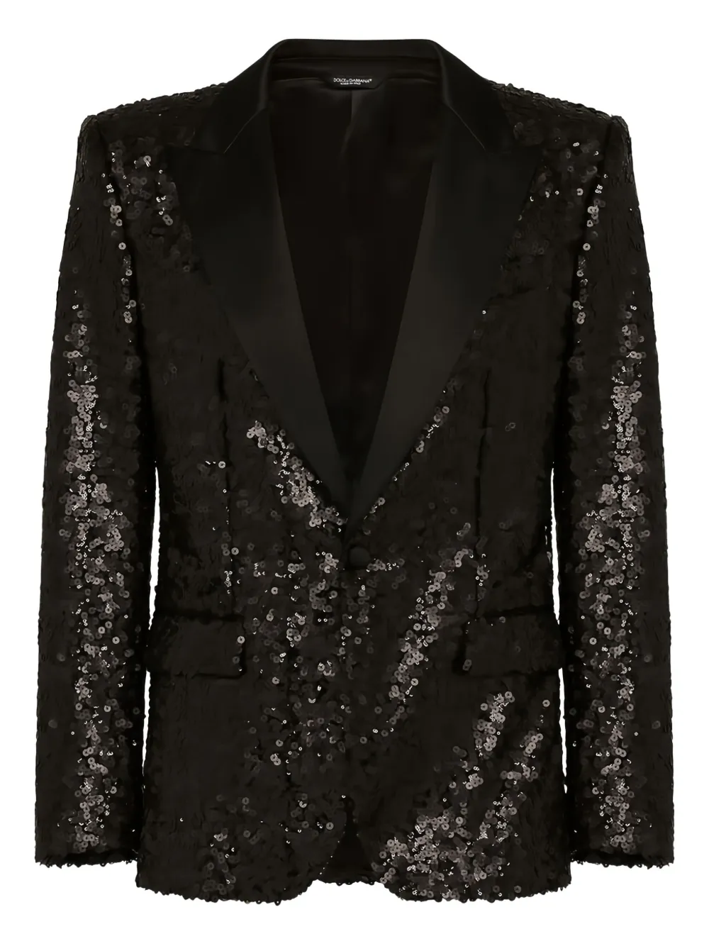 Dolce & Gabbana Sequin-embellished Shawl-lapel Suit In Black