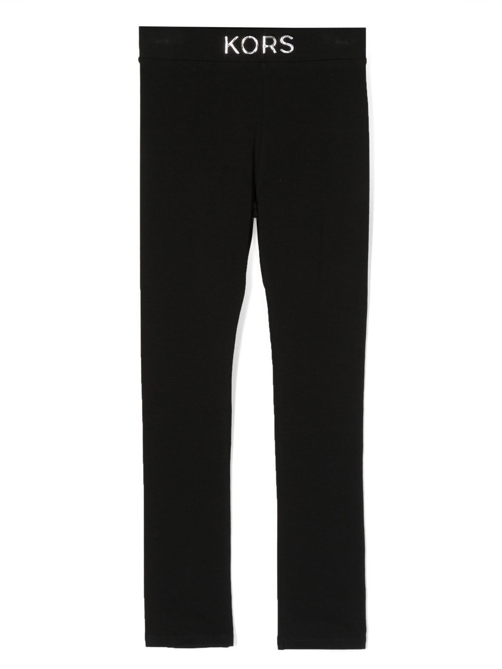 Michael Kors Kids' Logo-waistband Stretch Leggings In Black