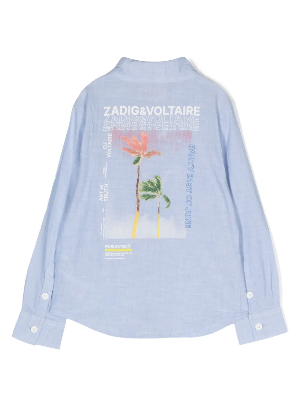 Zadig & Voltaire Kids Shirt met palmboomprint - Blauw