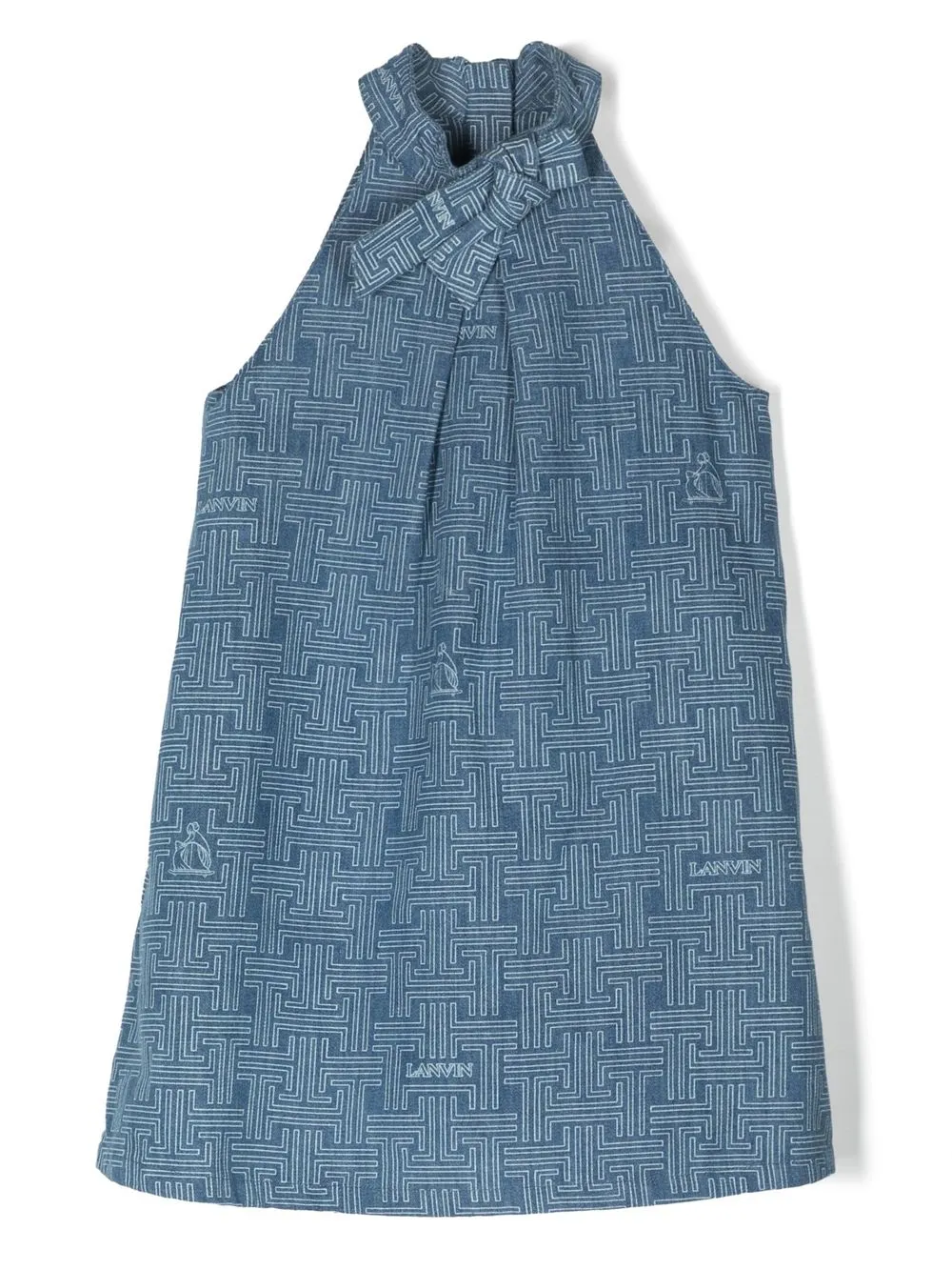 

Lanvin Enfant logo-print denimm dress - Blue