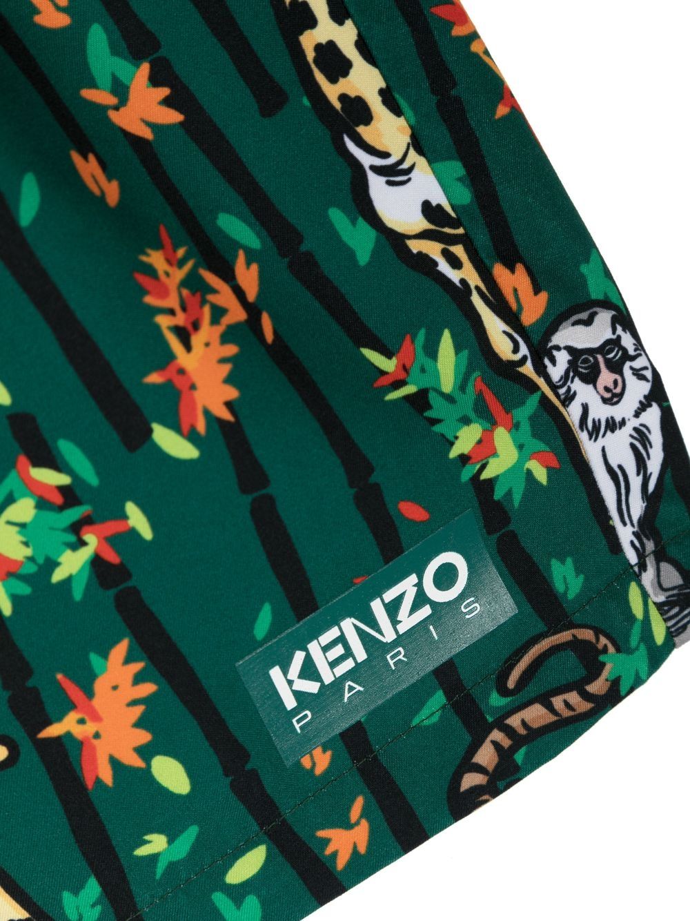 Shop Kenzo Animal-print Knee-length Swim Shorts In Green